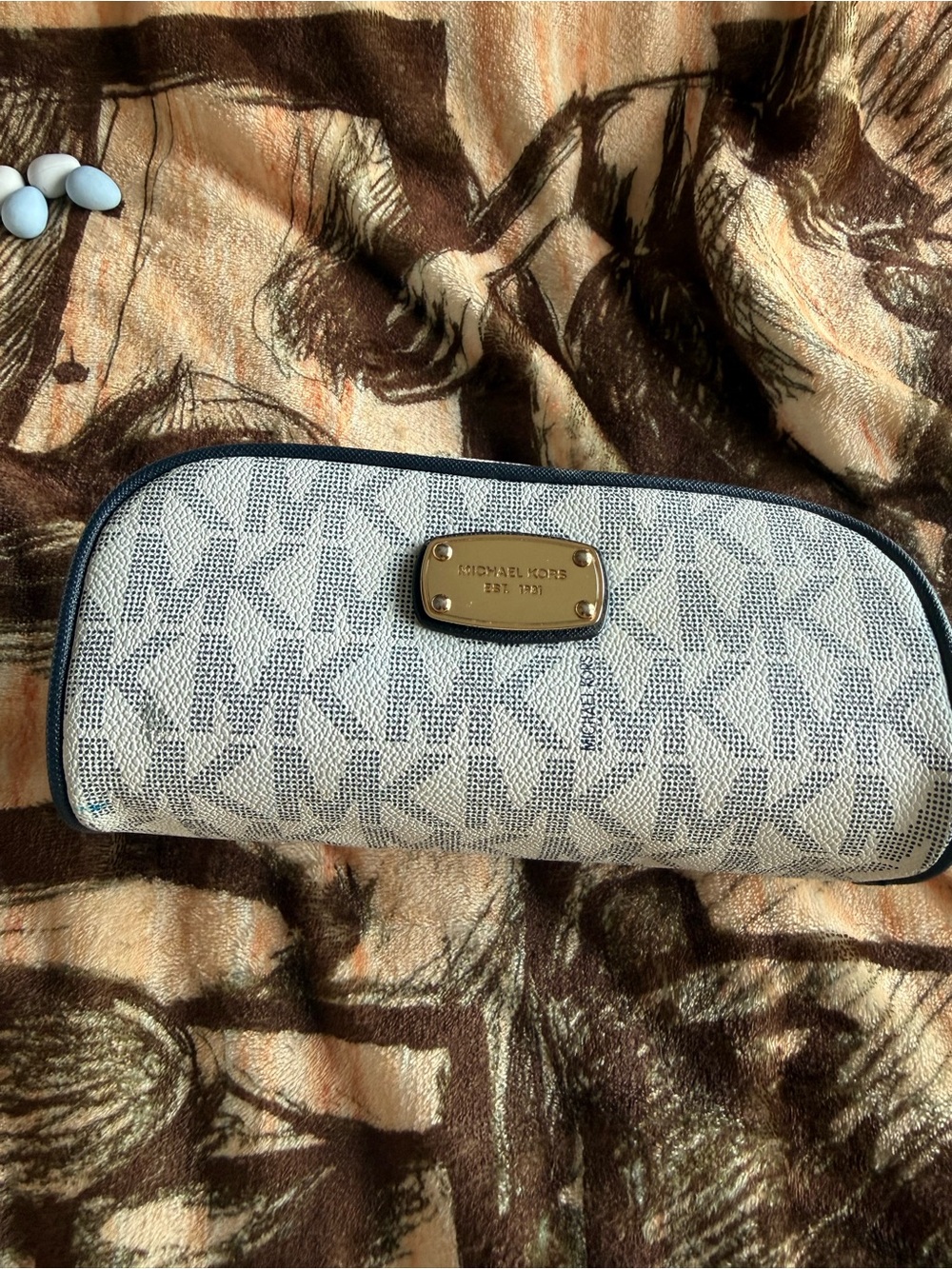 Michael Kors Blue and White Signature make up case